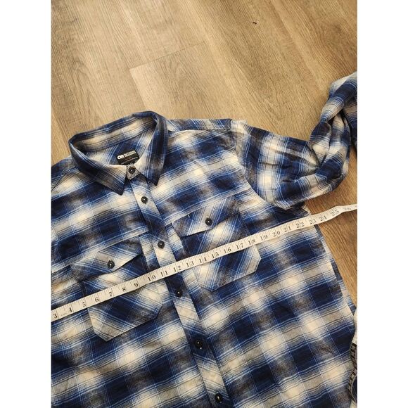 Outdoor Research Mens Large Sandpoint Flannel Blue white plaid chest pocket - Picture 5 of 10